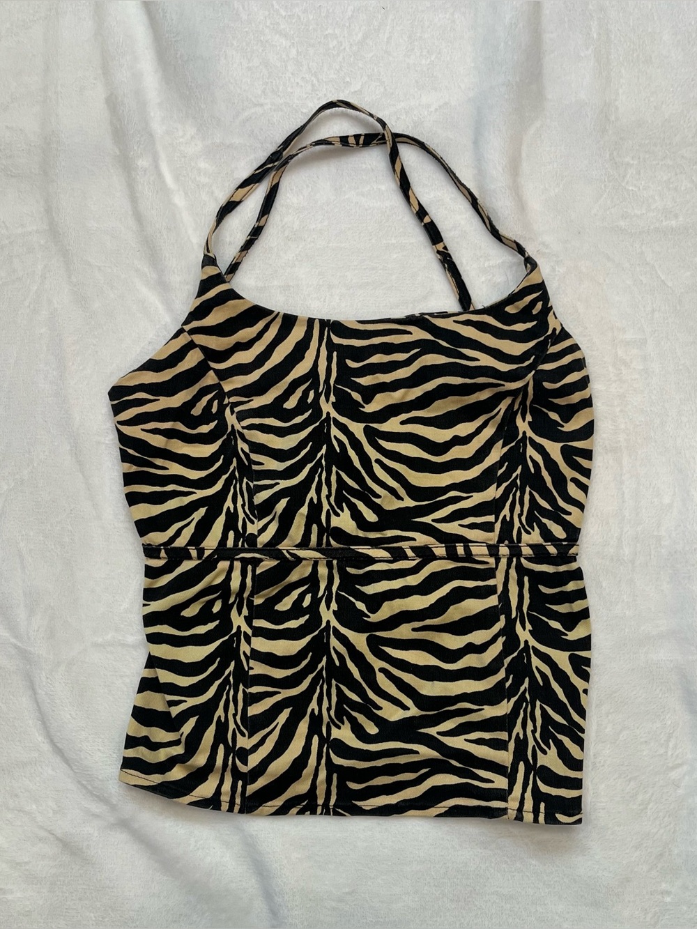 Vintage Mirrors Black and Tan Top Y2K 2000s Women's Size Small Made In USA